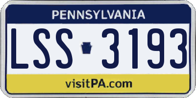 PA license plate LSS3193