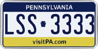 PA license plate LSS3333