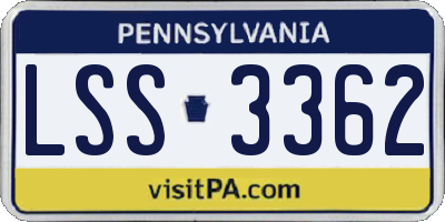 PA license plate LSS3362
