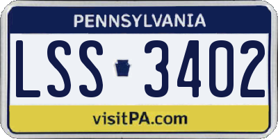 PA license plate LSS3402