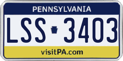 PA license plate LSS3403
