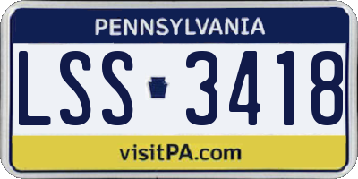 PA license plate LSS3418