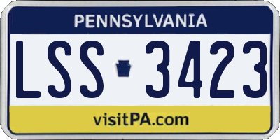 PA license plate LSS3423