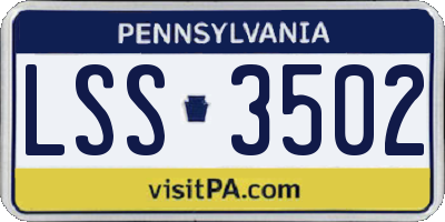 PA license plate LSS3502