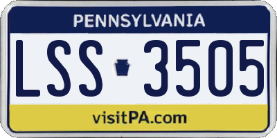 PA license plate LSS3505