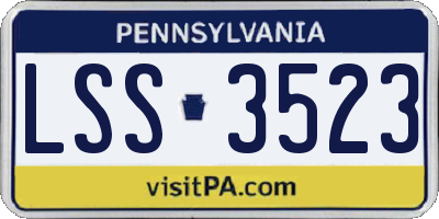 PA license plate LSS3523