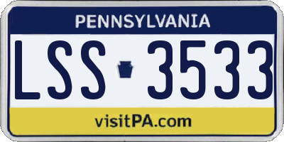 PA license plate LSS3533