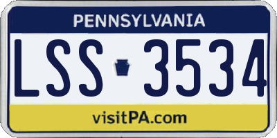 PA license plate LSS3534