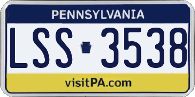 PA license plate LSS3538