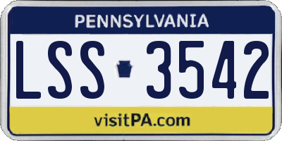 PA license plate LSS3542