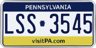 PA license plate LSS3545
