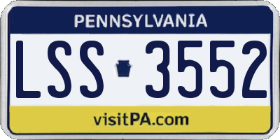 PA license plate LSS3552