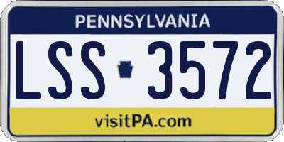 PA license plate LSS3572