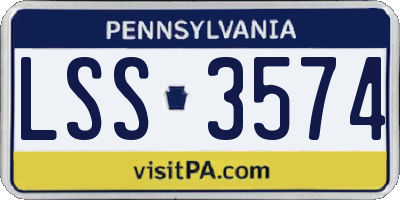 PA license plate LSS3574