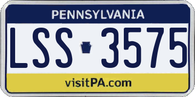 PA license plate LSS3575