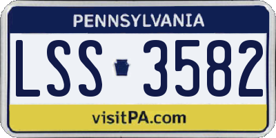PA license plate LSS3582