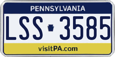 PA license plate LSS3585