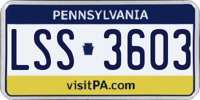 PA license plate LSS3603