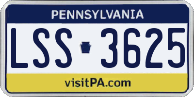 PA license plate LSS3625