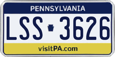 PA license plate LSS3626
