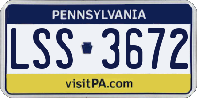 PA license plate LSS3672