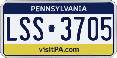 PA license plate LSS3705