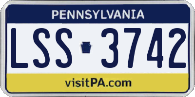 PA license plate LSS3742