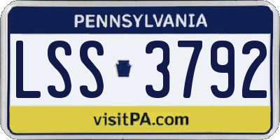 PA license plate LSS3792