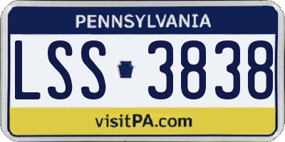 PA license plate LSS3838