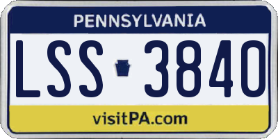 PA license plate LSS3840