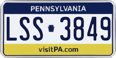 PA license plate LSS3849