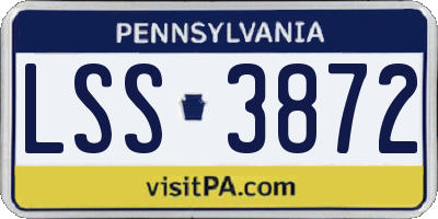 PA license plate LSS3872
