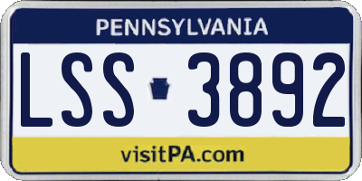 PA license plate LSS3892