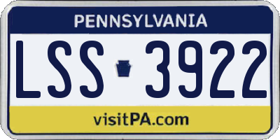 PA license plate LSS3922
