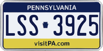 PA license plate LSS3925