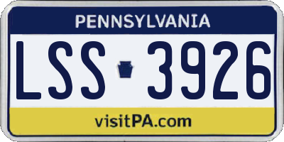 PA license plate LSS3926