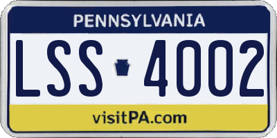 PA license plate LSS4002