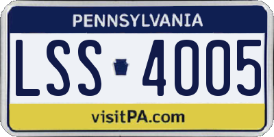 PA license plate LSS4005