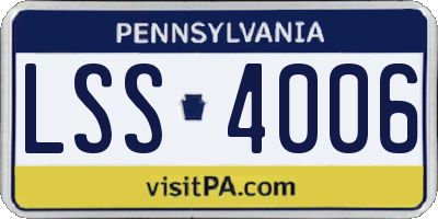 PA license plate LSS4006