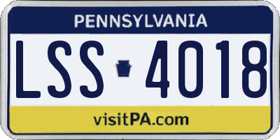 PA license plate LSS4018