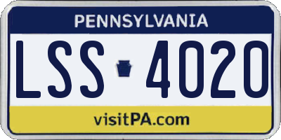 PA license plate LSS4020
