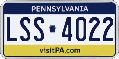 PA license plate LSS4022