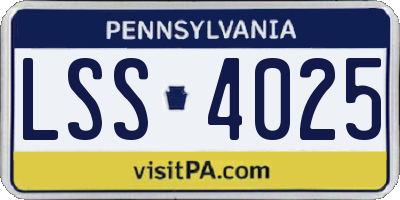 PA license plate LSS4025