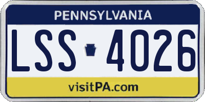 PA license plate LSS4026