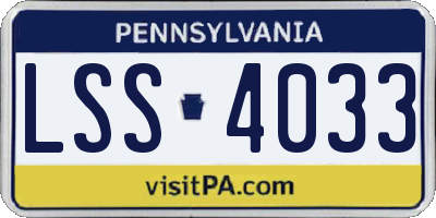 PA license plate LSS4033