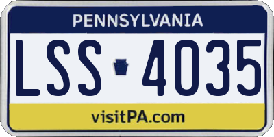 PA license plate LSS4035