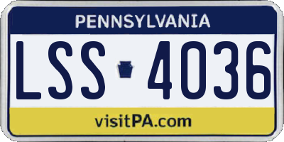 PA license plate LSS4036