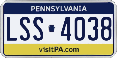 PA license plate LSS4038