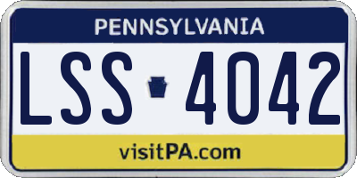 PA license plate LSS4042