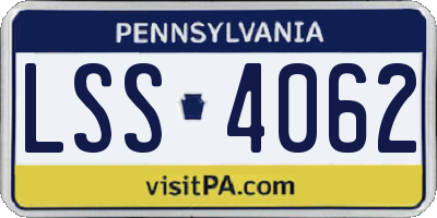 PA license plate LSS4062